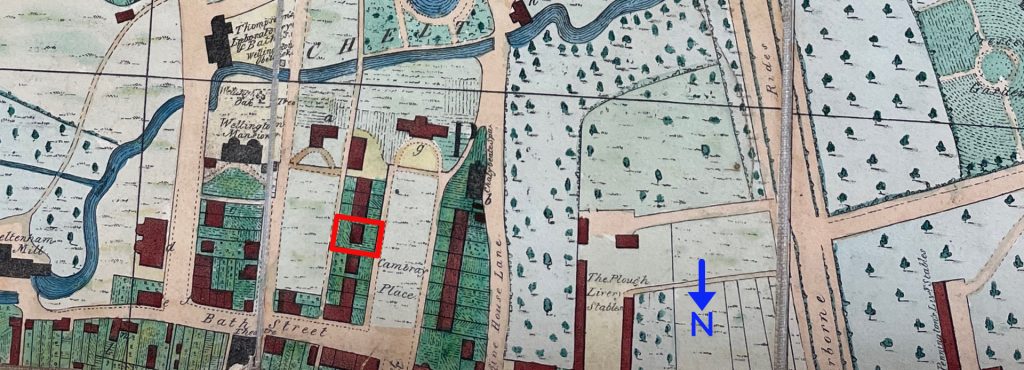 26 Cambray Place – highlighted in red – on the 1820 Post Office map.