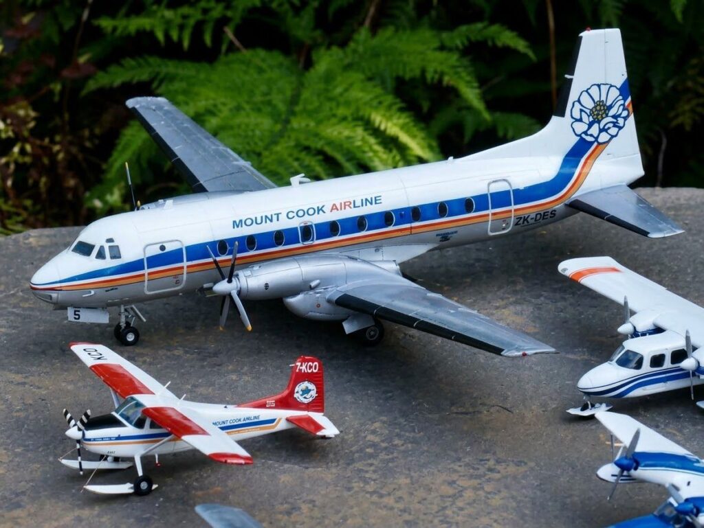 It was important to find a good reference for the line illustration of the plant for the replacement plaque, and one was found on the tailplane of a Mount Cook Airline plane!